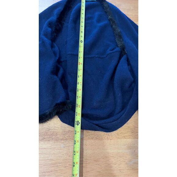 JOCELYN BLUE ANGORA RABBIT FUR TRIM SWEATER SHAWL CAPE  SCARF W/ SLEEVES SIZE M - Picture 14 of 15